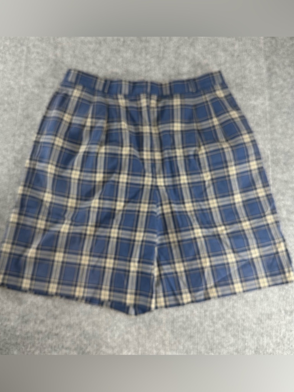 Vintage Talbots 90s Dark Academia Plaid Shorts 14 High Rise Pleated Cotton Blue